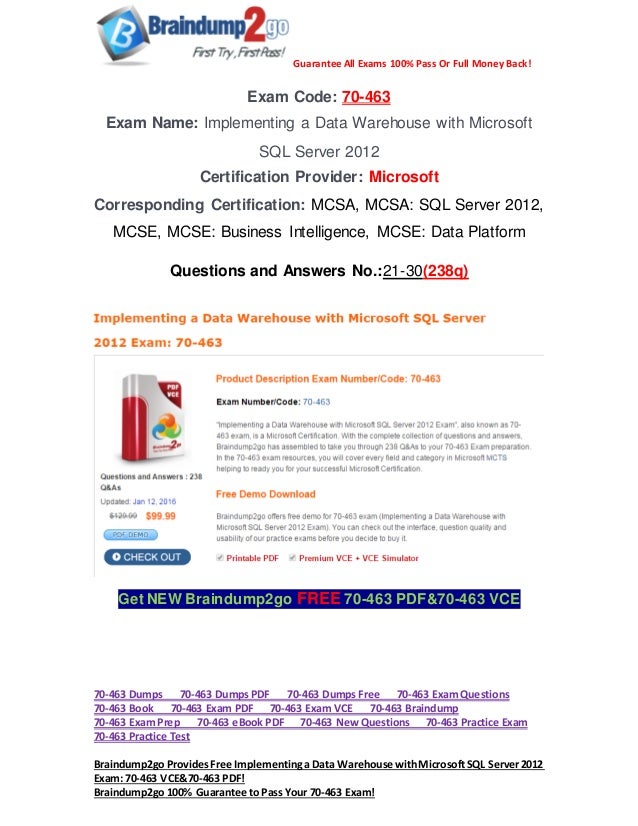 Exam 70 463 Dumps Pdf